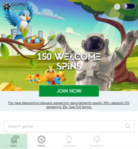 GoProCasino casino website