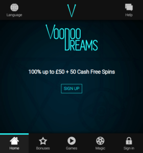 VoodooDreams casino website